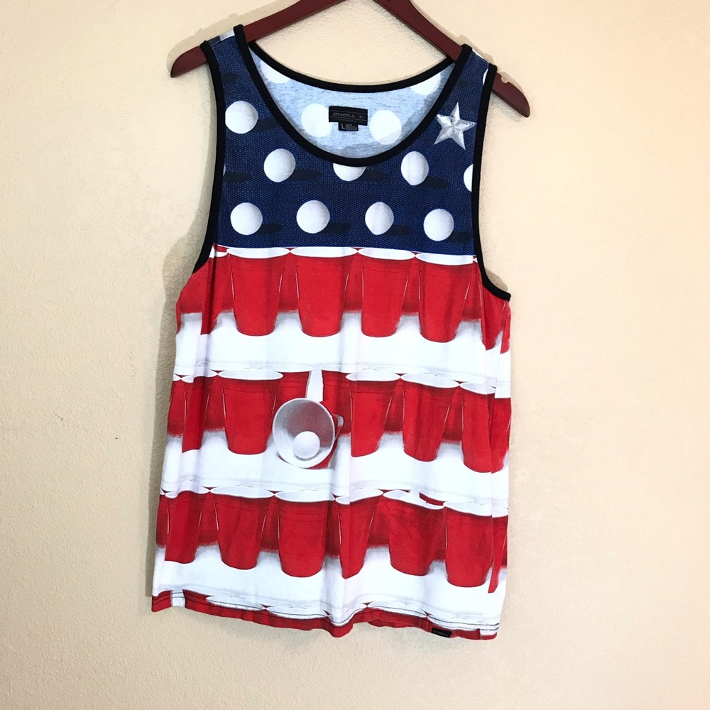 Large O’neil American Flip Cup Solo Cup Tank Top